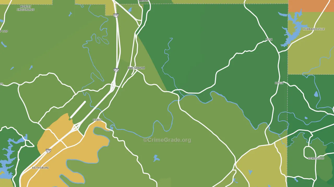 Ball Ground, GA Map of Drug-Related Crime Rates
