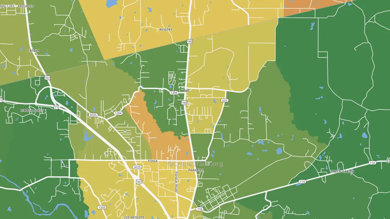 Ball, LA Map of Drug-Related Crime Rates