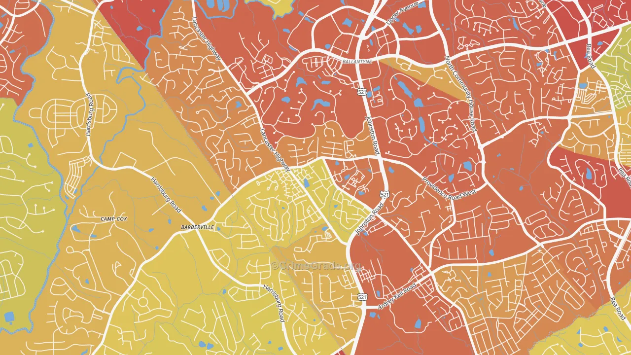 Ballantyne West, Charlotte, NC Map of Drug-Related Crime Rates