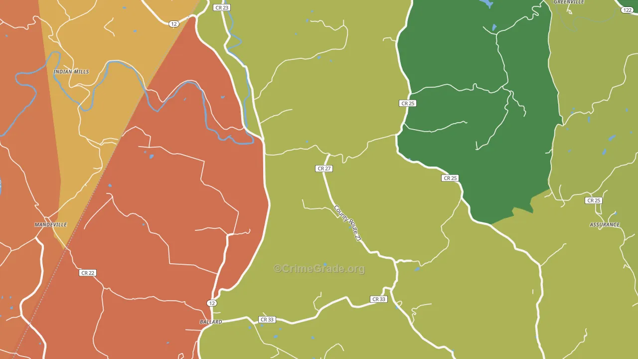 Ballard, WV Map of Drug-Related Crime Rates