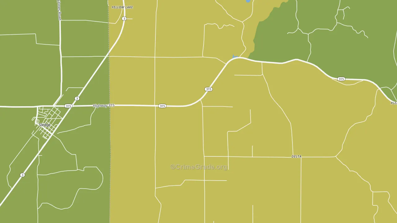Ballentine, MS Map of Drug-Related Crime Rates
