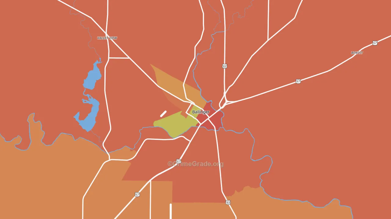 Ballinger, TX Map of Drug-Related Crime Rates