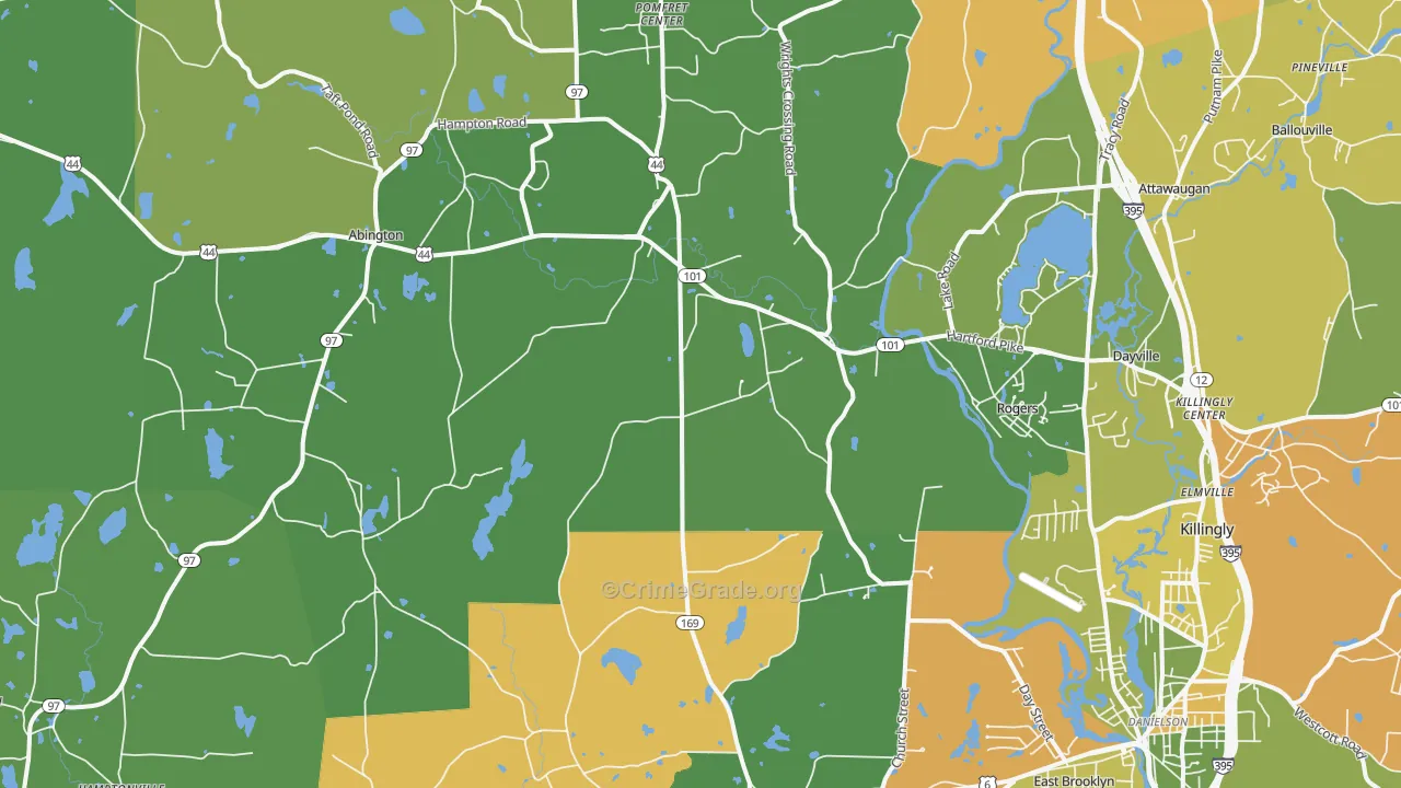 Ballouville, CT Map of Drug-Related Crime Rates