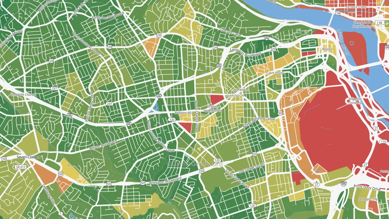Ballston-Virginia Square, Arlington, VA Map of Drug-Related Crime Rates