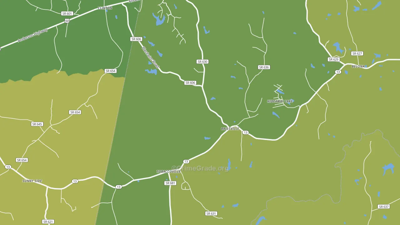 Ballsville, VA Map of Drug-Related Crime Rates