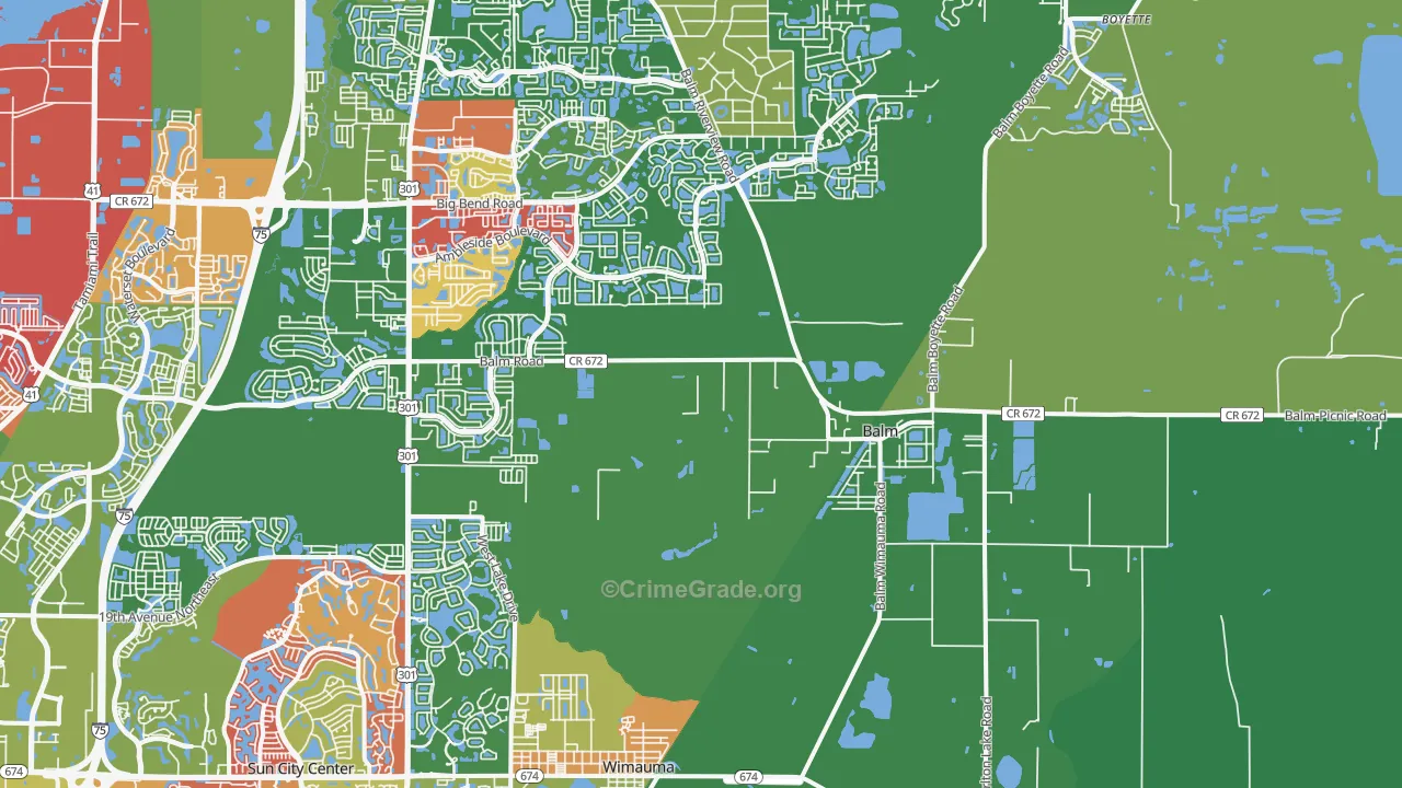Balm, FL Map of Drug-Related Crime Rates