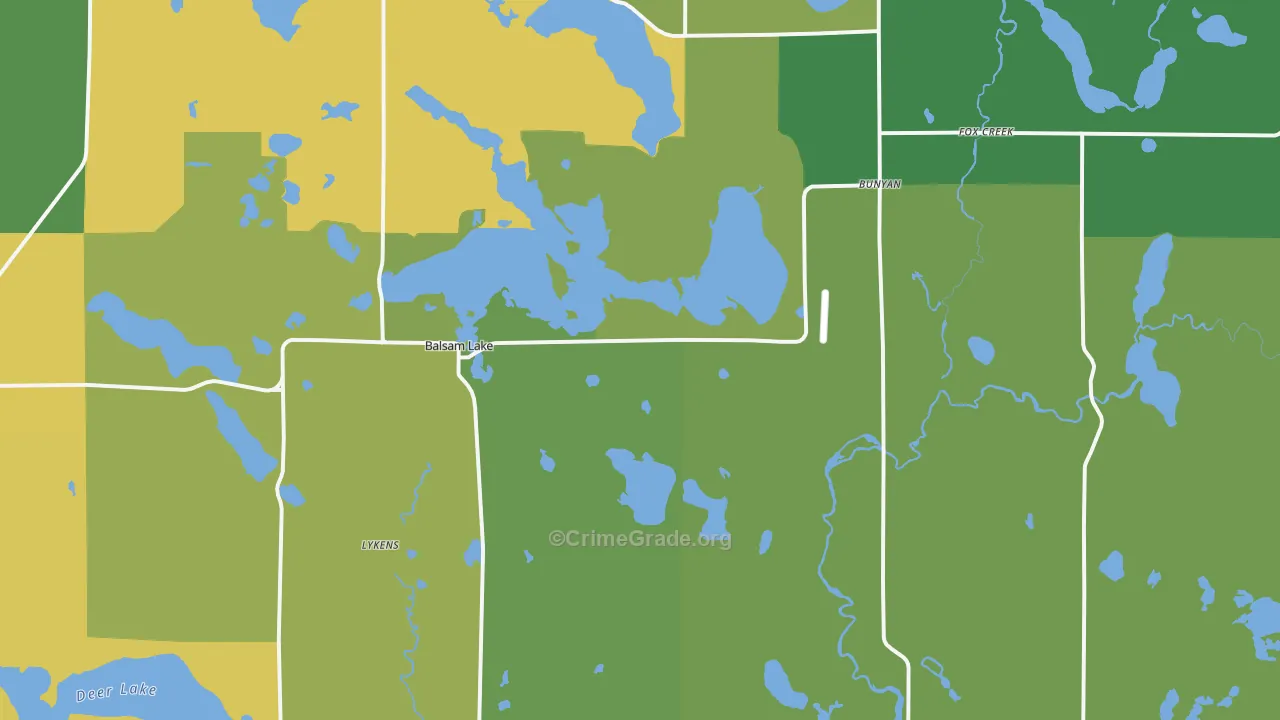 Balsam Lake, WI Map of Drug-Related Crime Rates
