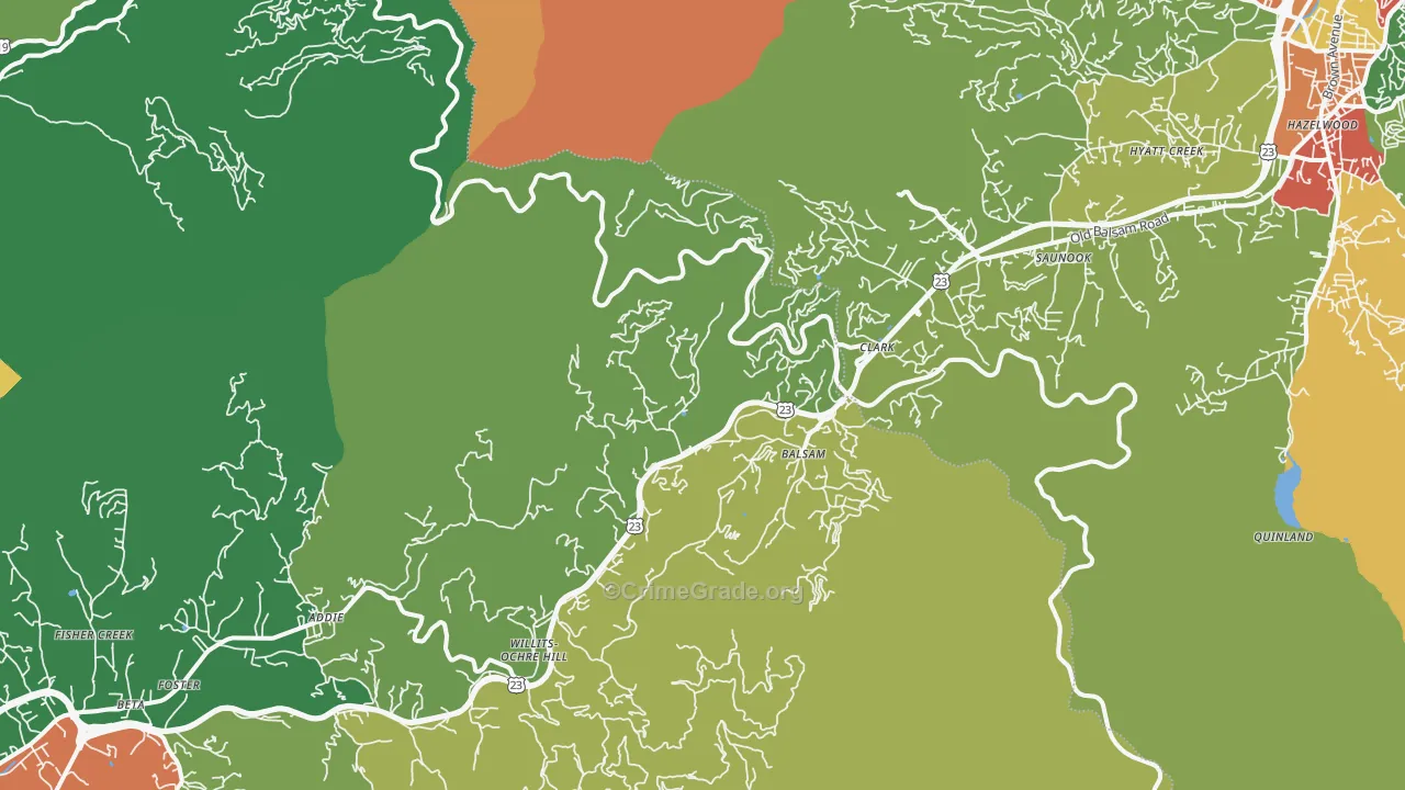 Balsam, NC Map of Drug-Related Crime Rates