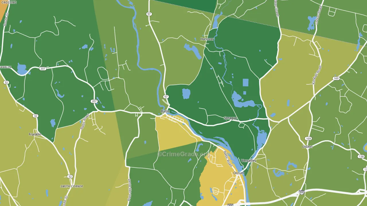 Baltic, CT Map of Drug-Related Crime Rates