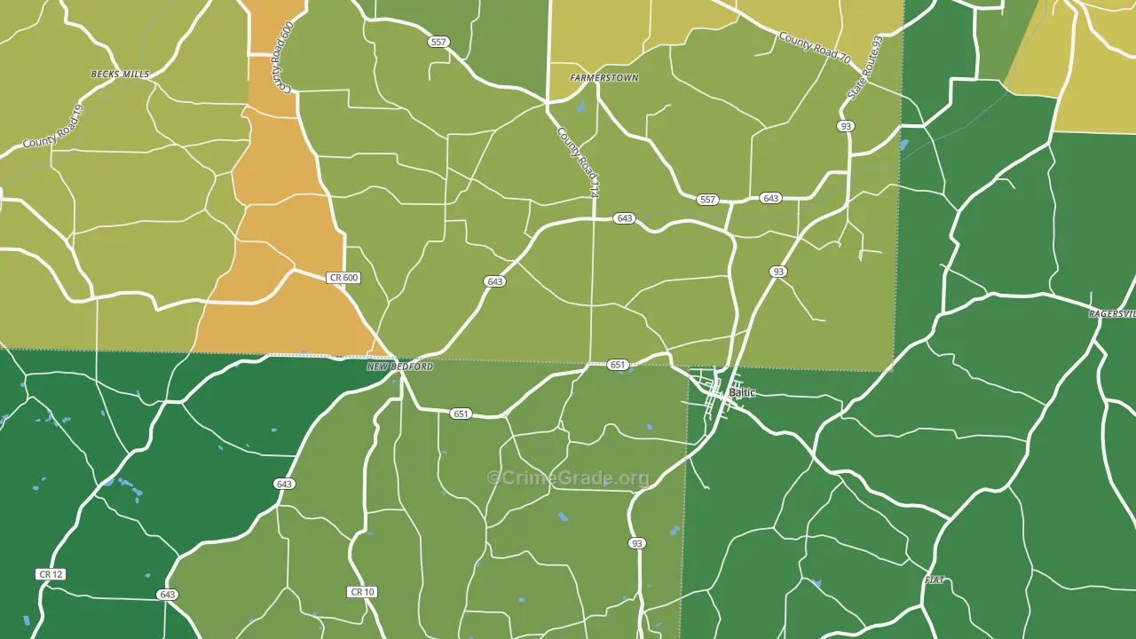 Baltic, OH Map of Drug-Related Crime Rates