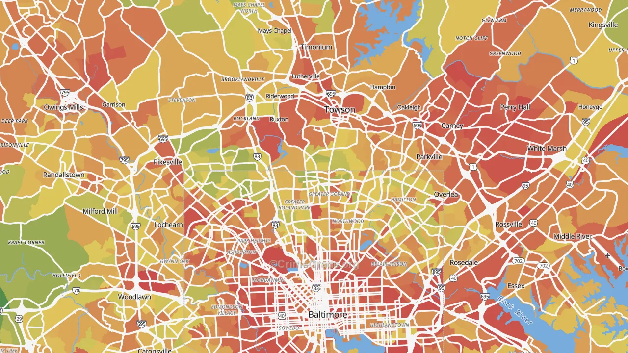 Baltimore County, MD Map of Drug-Related Crime Rates