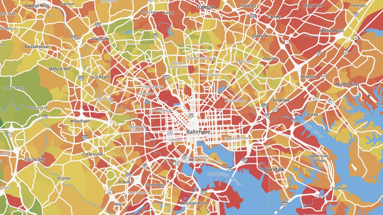 Baltimore, MD Map of Drug-Related Crime Rates