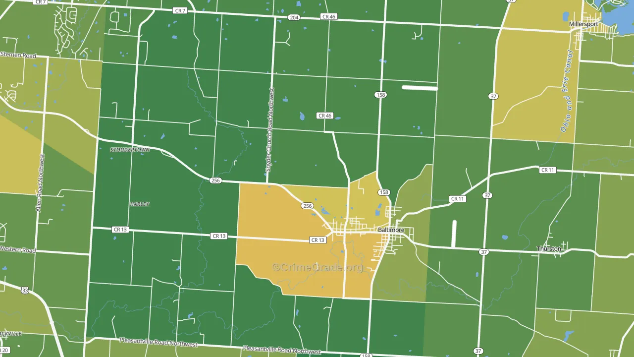 Baltimore, OH Map of Drug-Related Crime Rates