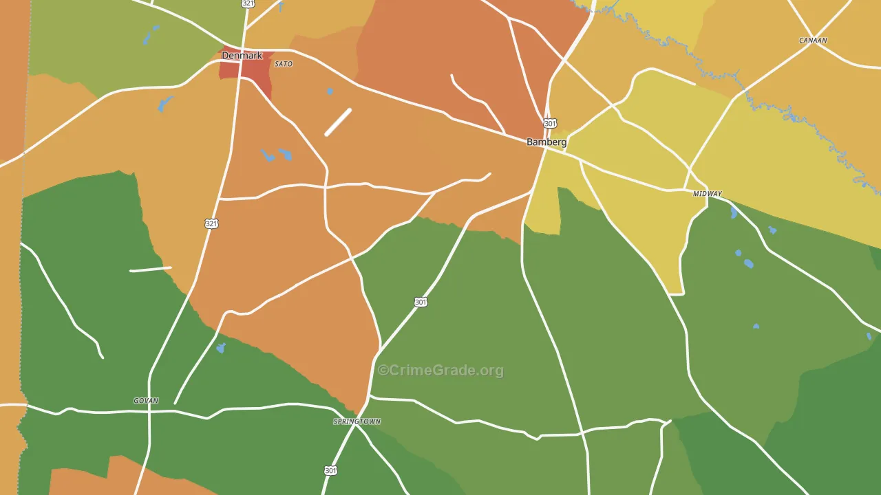 Bamberg County, SC Map of Drug-Related Crime Rates