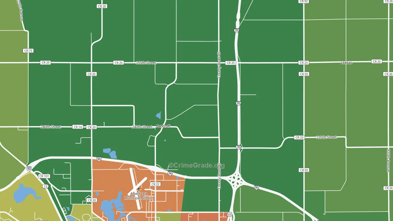 Bancroft, MN Map of Drug-Related Crime Rates