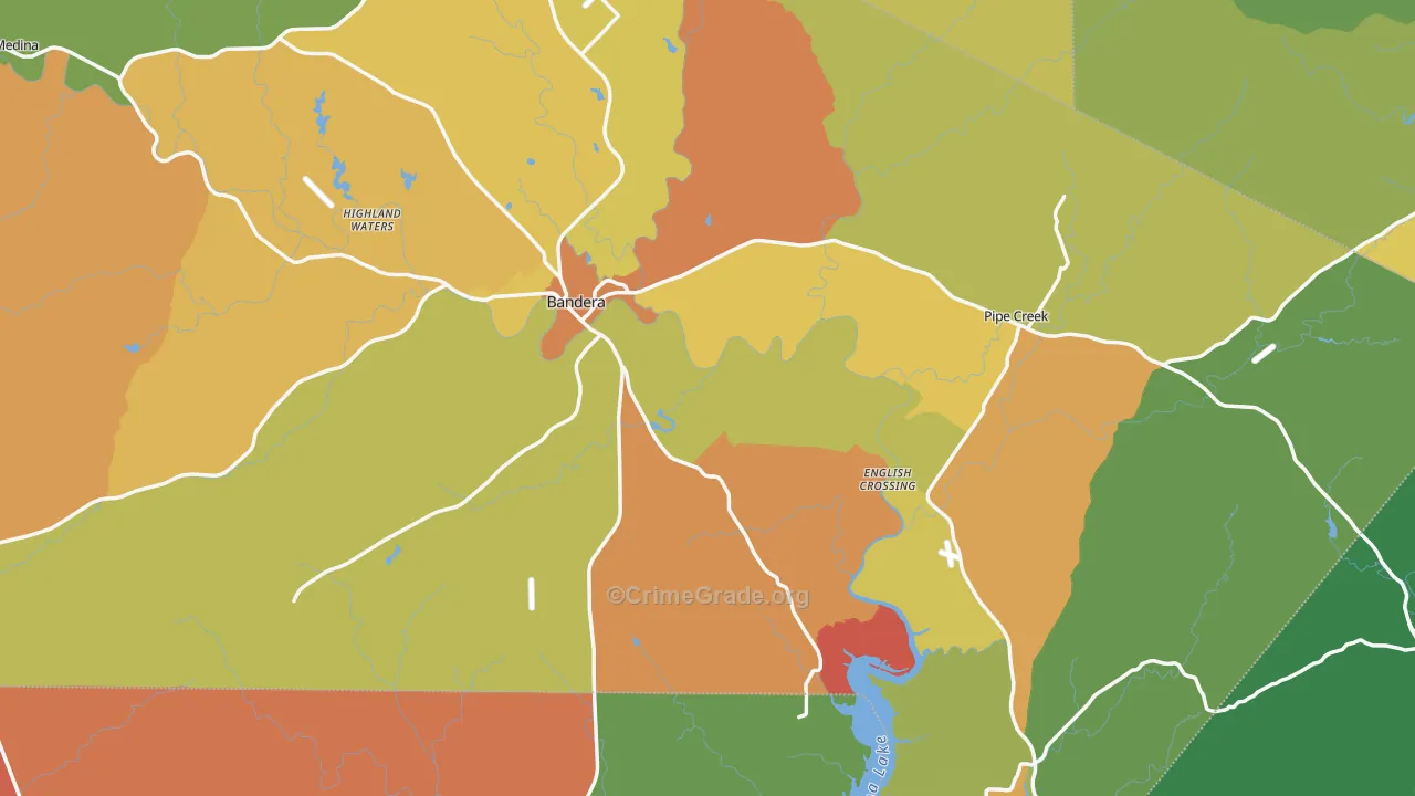 Bandera County, TX Map of Drug-Related Crime Rates