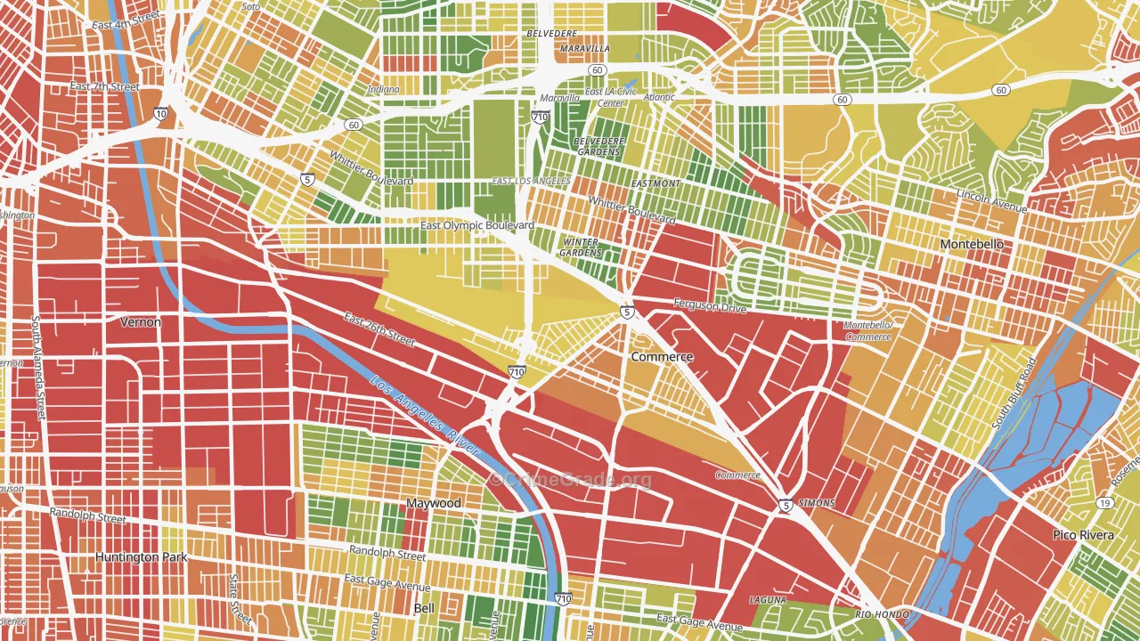 Bandini, Commerce, CA Map of Drug-Related Crime Rates