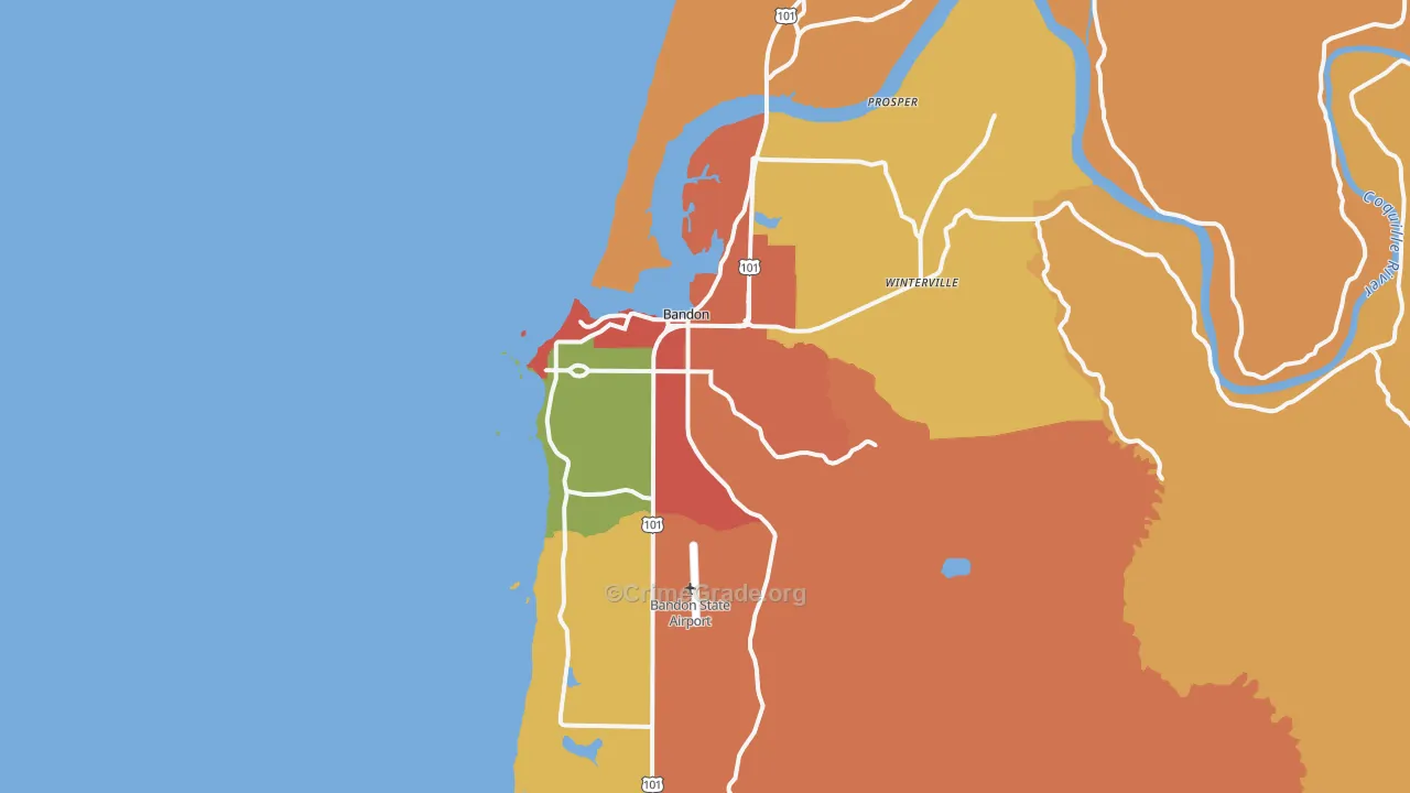 Bandon, OR Map of Drug-Related Crime Rates