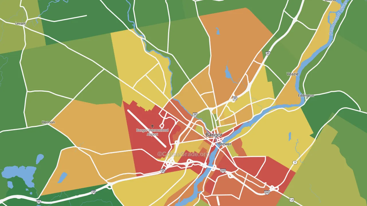 Bangor, ME Map of Drug-Related Crime Rates