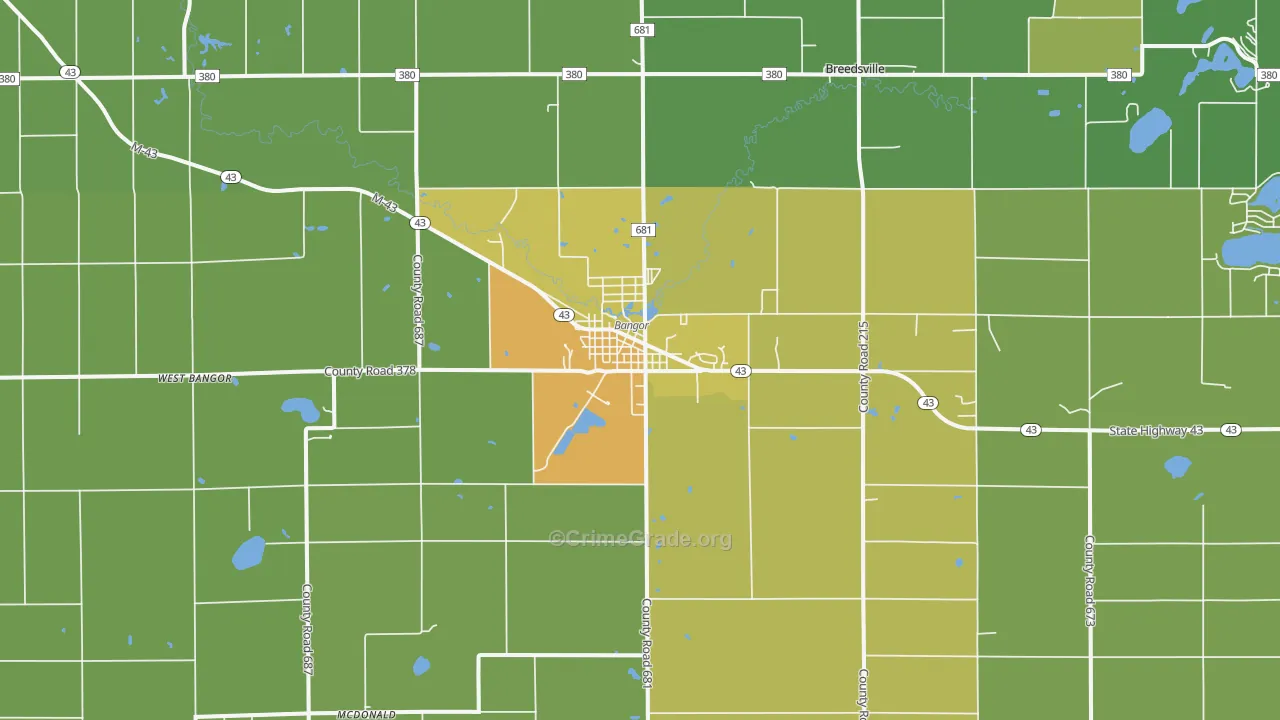 Bangor, MI Map of Drug-Related Crime Rates