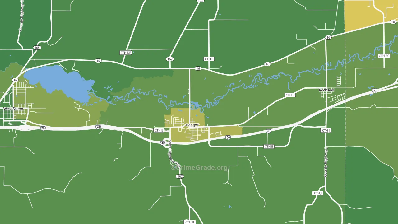 Bangor, WI Map of Drug-Related Crime Rates