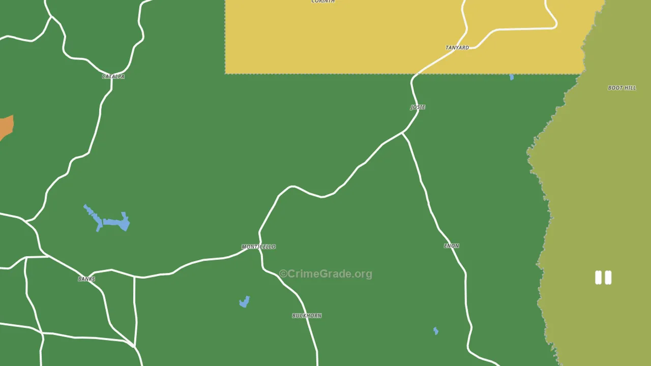 Banks, AL Map of Drug-Related Crime Rates