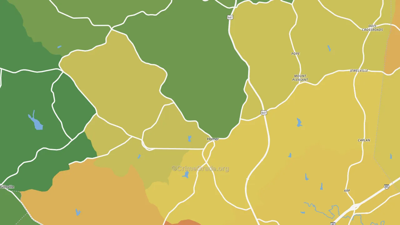 Banks County, GA Map of Drug-Related Crime Rates