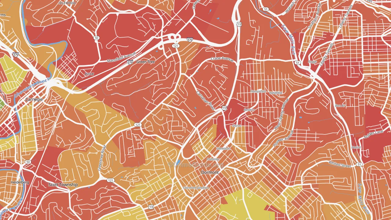 Banksville, Pittsburgh, PA Map of Drug-Related Crime Rates