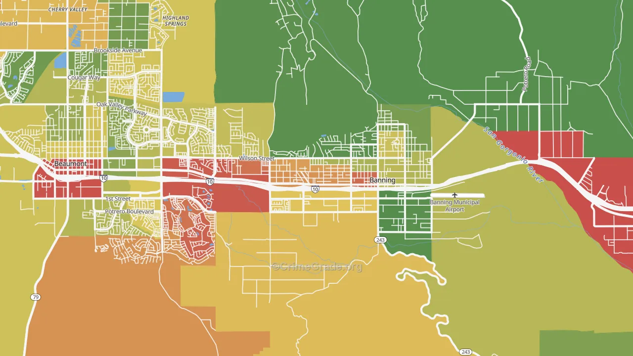 Banning, CA Map of Drug-Related Crime Rates