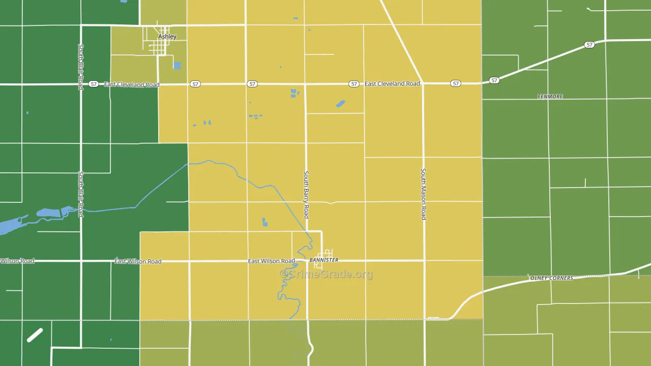 Bannister, MI Map of Drug-Related Crime Rates
