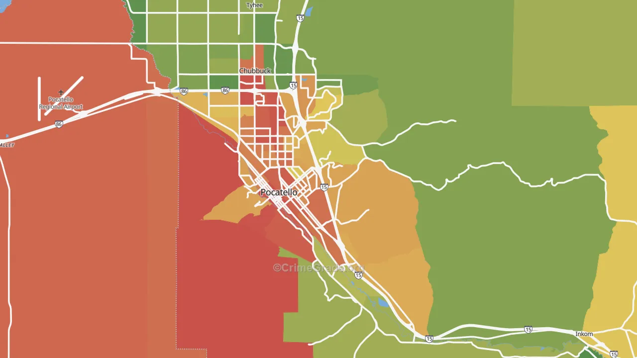 Bannock County, ID Map of Drug-Related Crime Rates