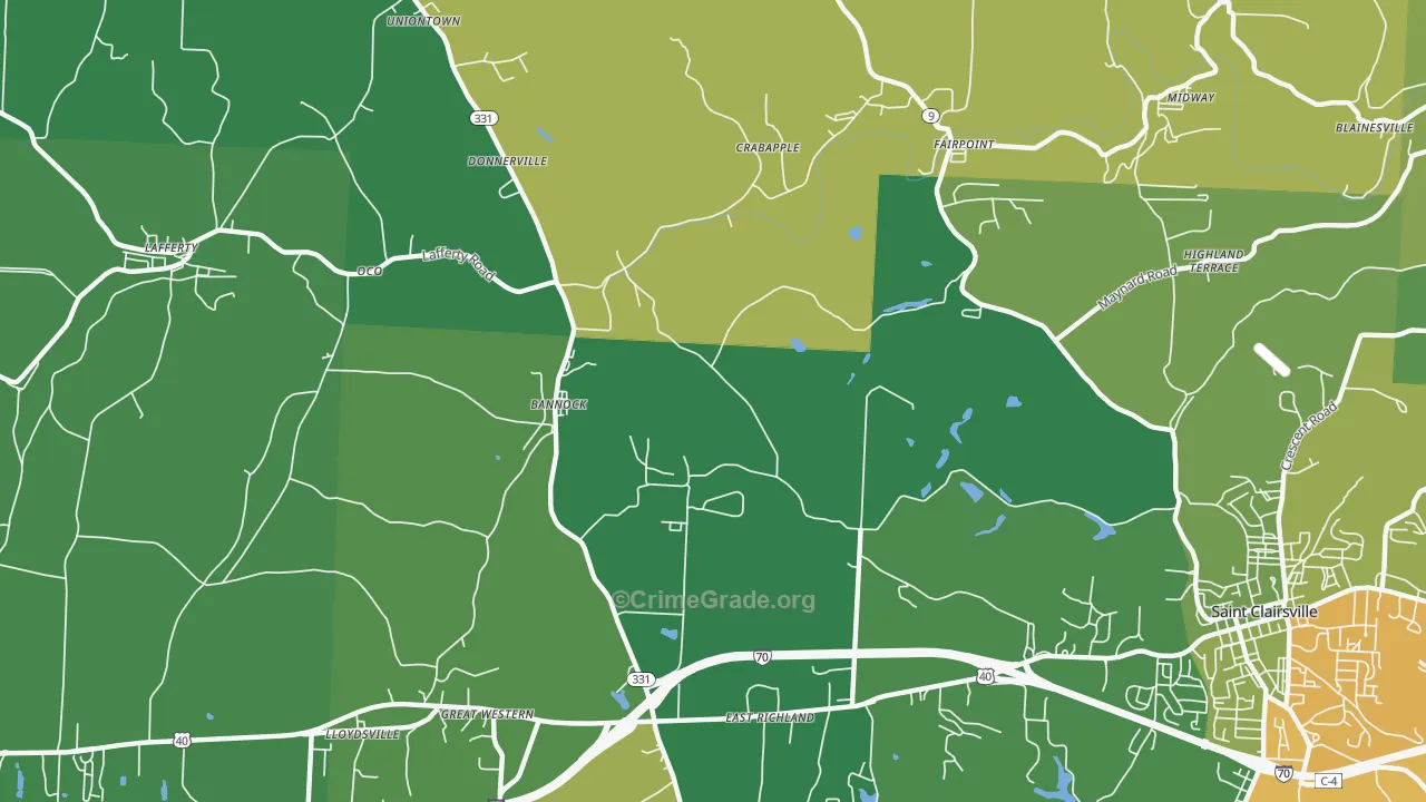 Bannock, OH Map of Drug-Related Crime Rates
