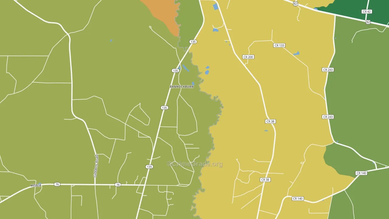 Bannockburn, GA Map of Drug-Related Crime Rates