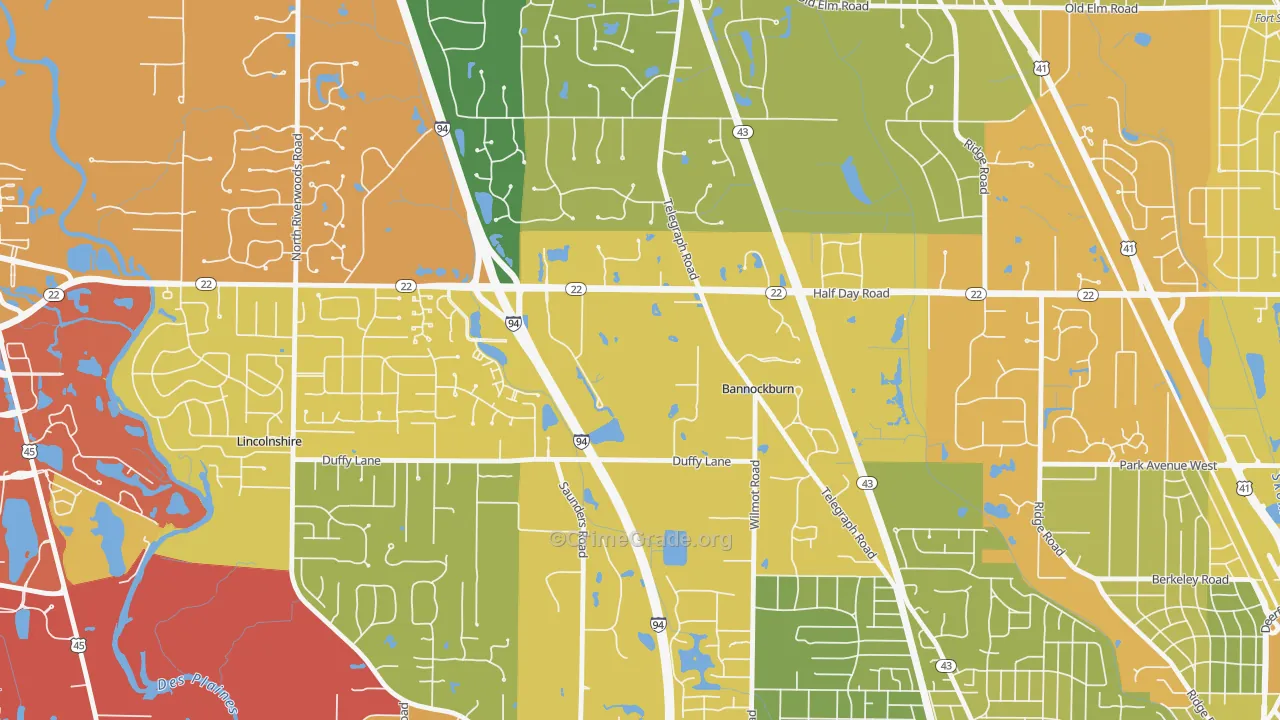 Bannockburn, IL Map of Drug-Related Crime Rates