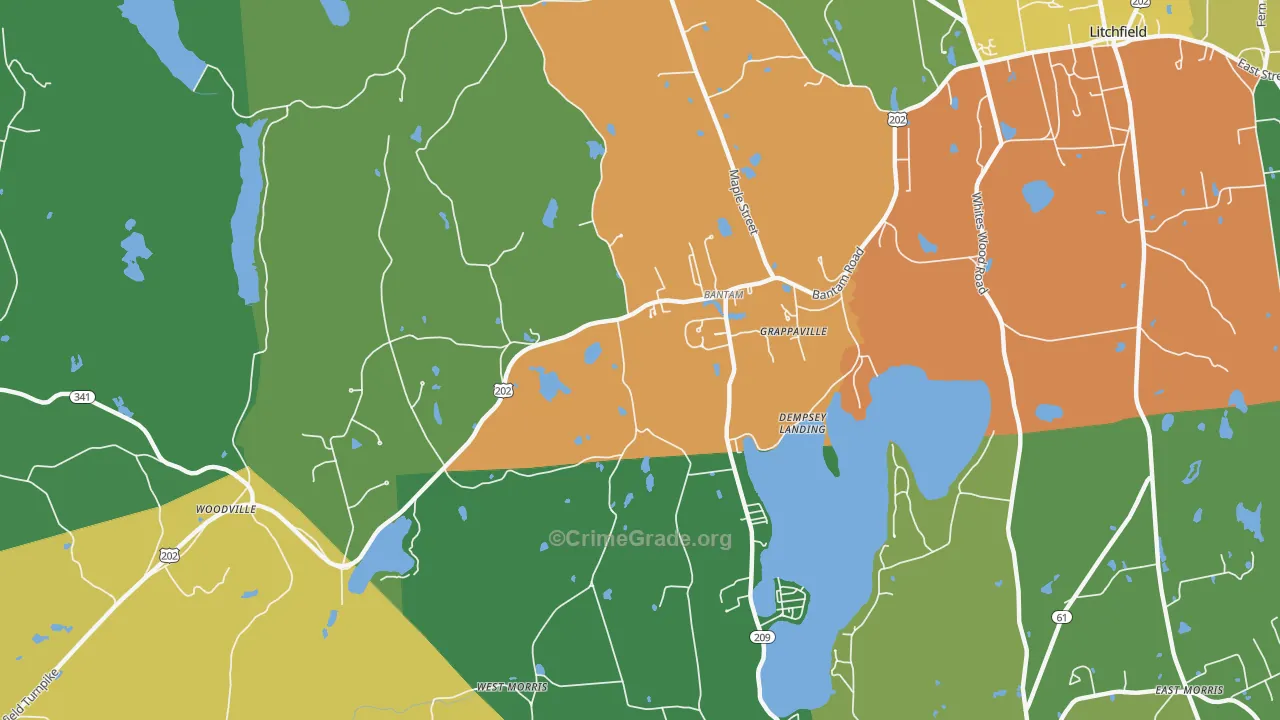 Bantam, CT Map of Drug-Related Crime Rates