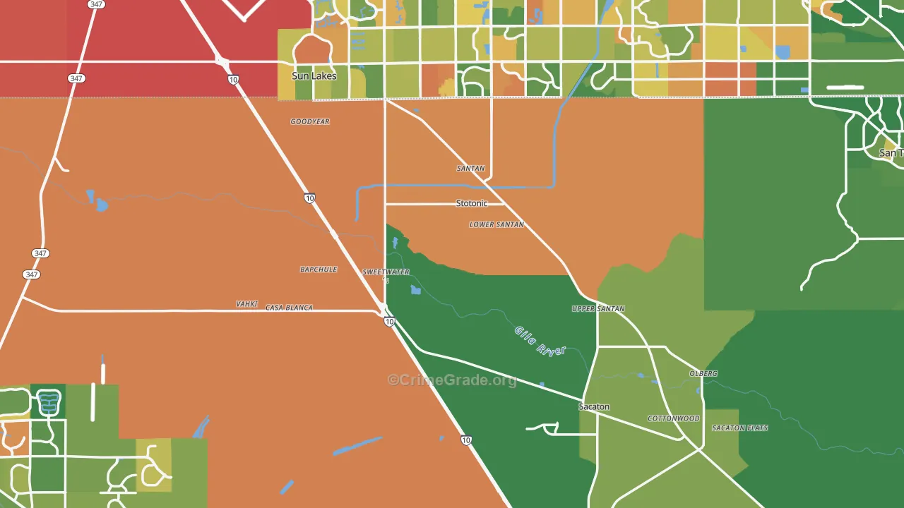 Bapchule, AZ Map of Drug-Related Crime Rates