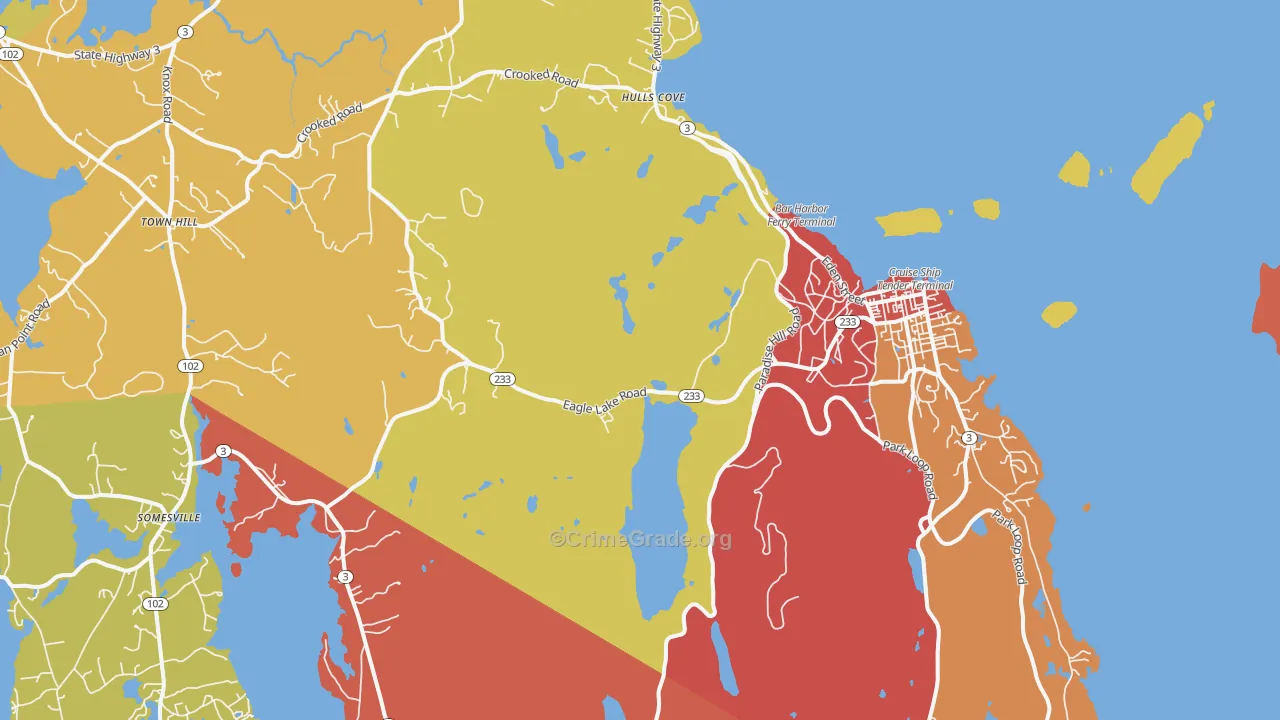 Bar Harbor, ME Map of Drug-Related Crime Rates