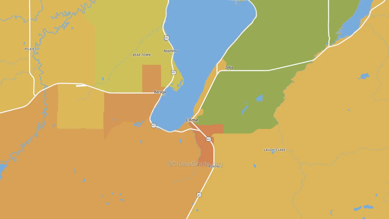 Baraga County, MI Map of Drug-Related Crime Rates