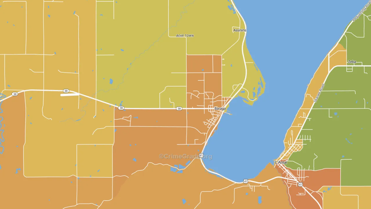 Baraga, MI Map of Drug-Related Crime Rates