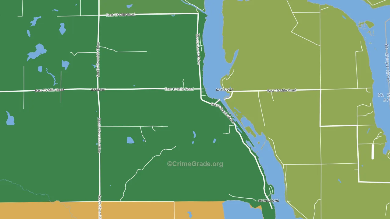 Barbeau, MI Map of Drug-Related Crime Rates
