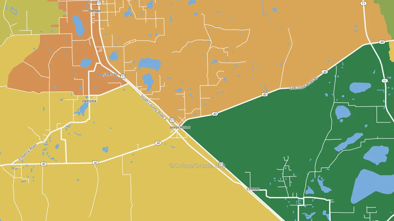 Barberville, FL Map of Drug-Related Crime Rates