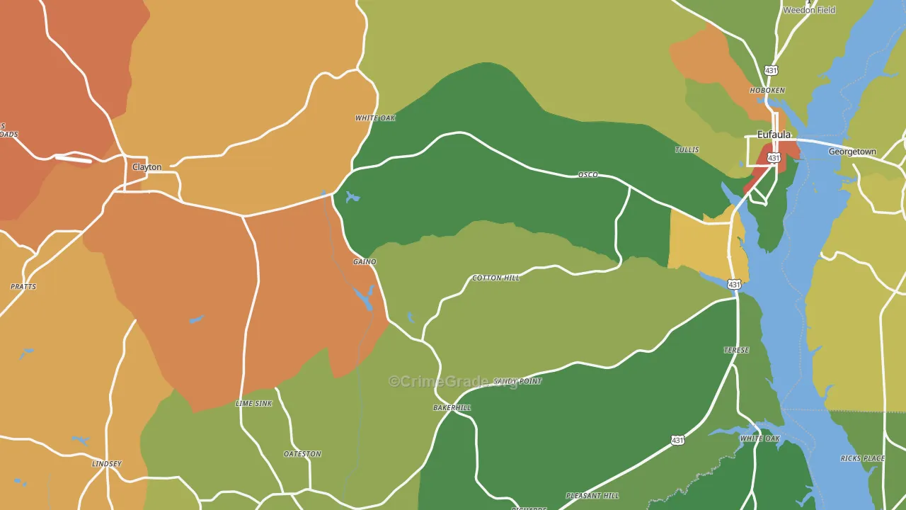 Barbour County, AL Map of Drug-Related Crime Rates