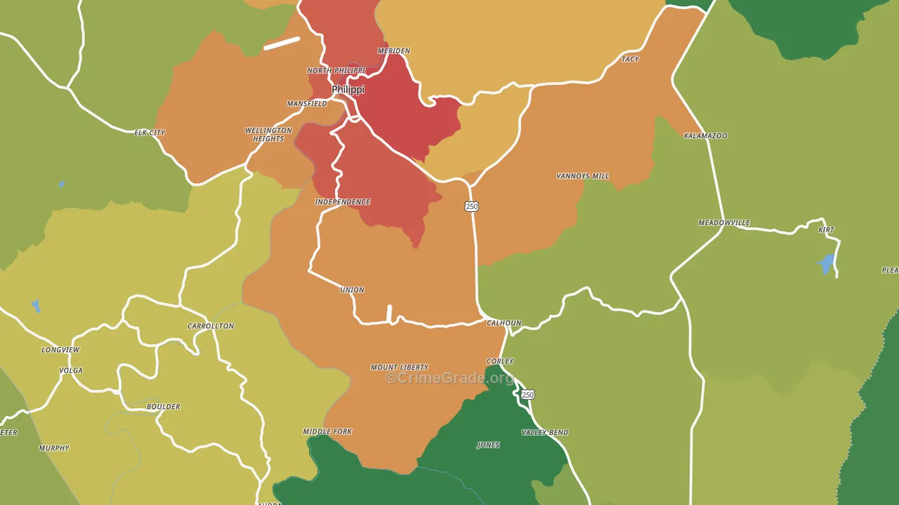 Barbour County, WV Map of Drug-Related Crime Rates
