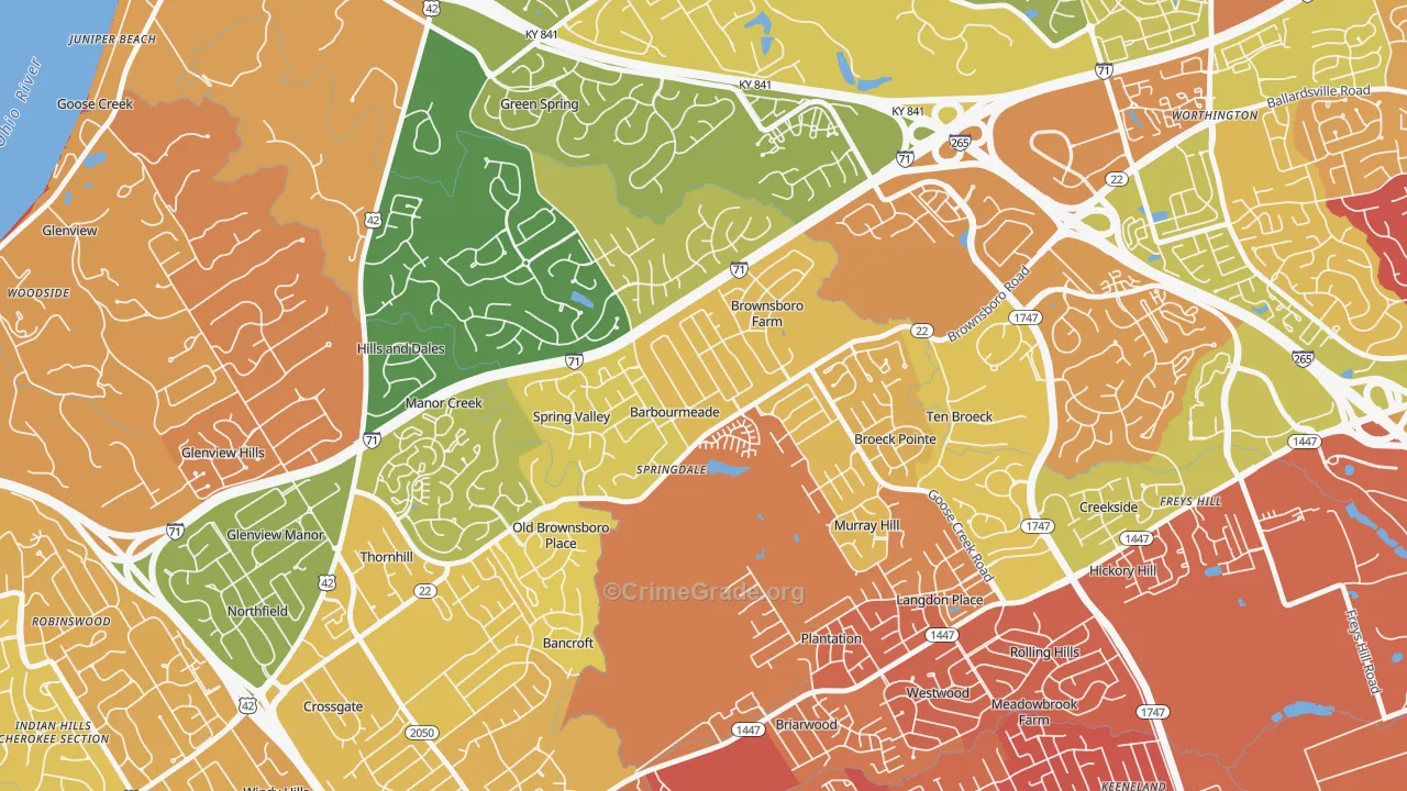 Barbourmeade, KY Map of Drug-Related Crime Rates