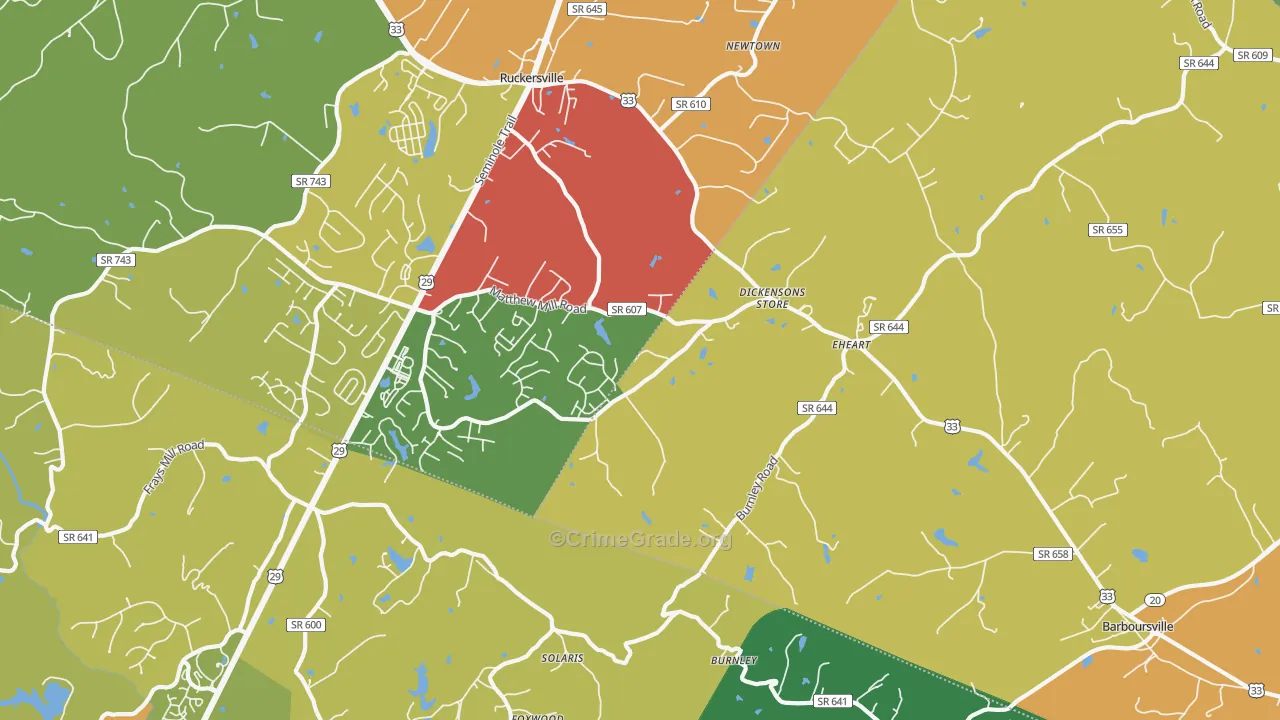 Barboursville, VA Map of Drug-Related Crime Rates