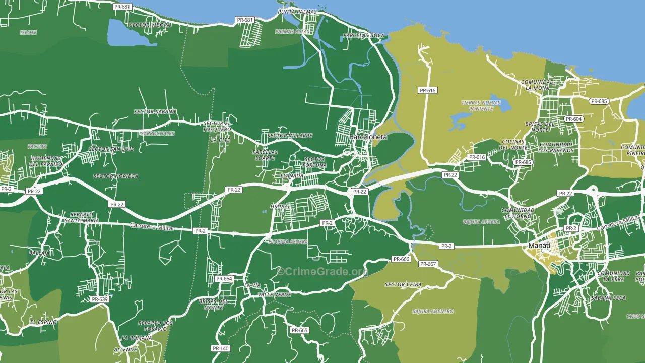 Barceloneta, PR Map of Drug-Related Crime Rates