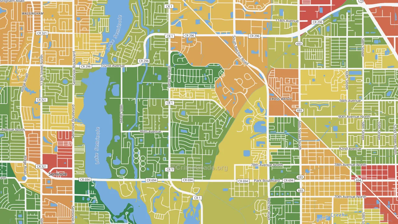Bardmoor, FL Map of Drug-Related Crime Rates