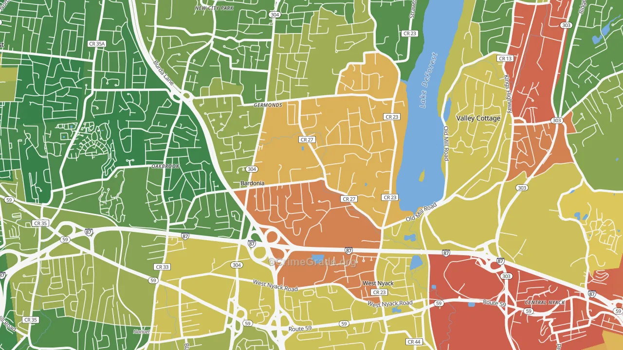 Bardonia, West Nyack, NY Map of Drug-Related Crime Rates