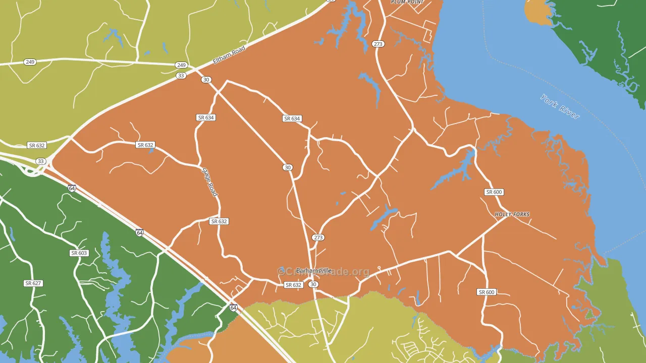 Barhamsville, VA Map of Drug-Related Crime Rates