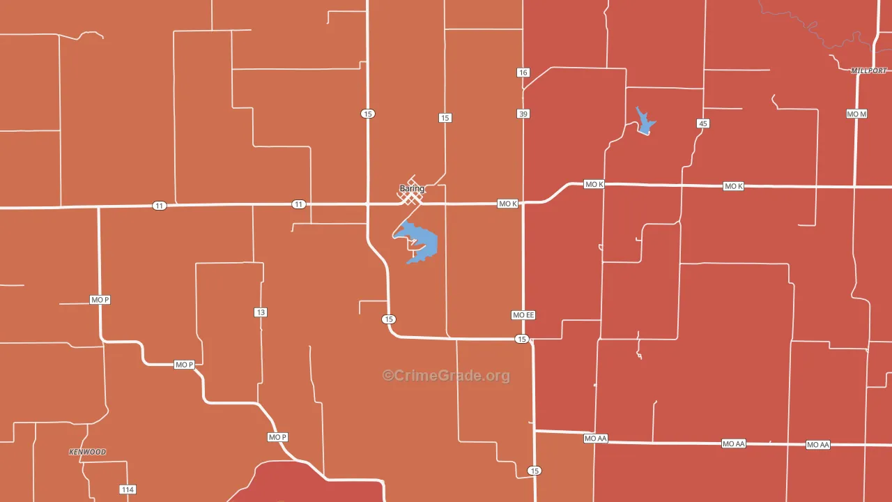 Baring, MO Map of Drug-Related Crime Rates